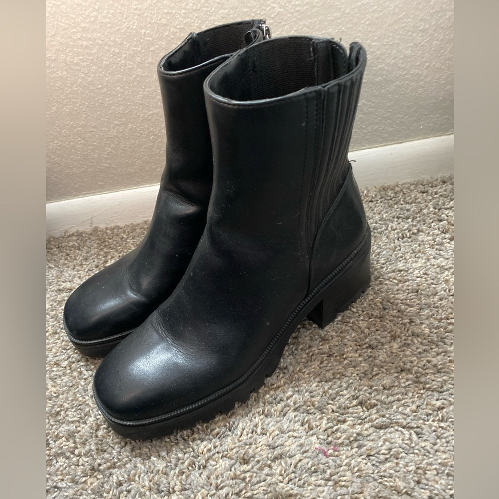 Combat Chelsea Boots Platform Chunky Block Heel Black Women’s 8.5